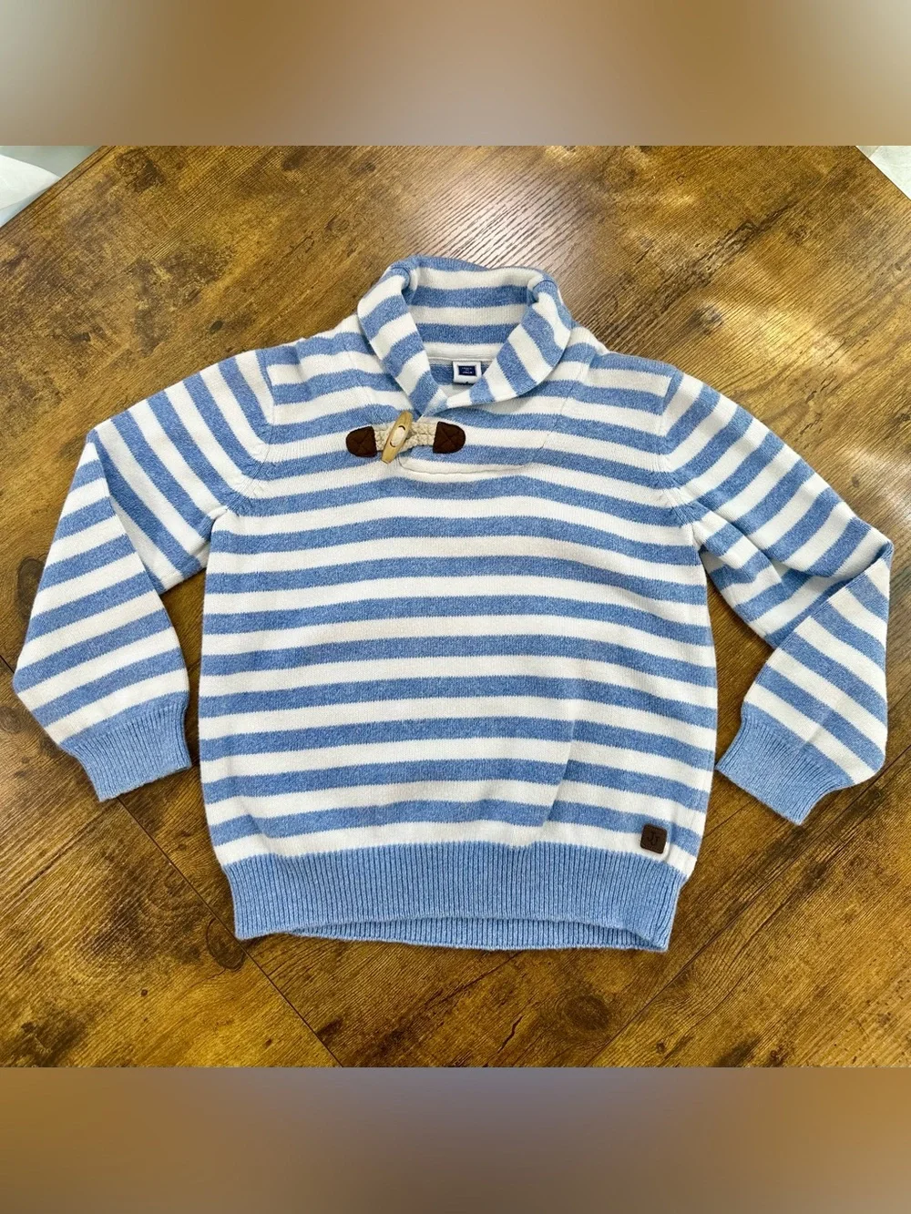 Janie and Jack Sky Stripe Shawl Collar Pullover Sweater, 4T - Picture 4 of 12